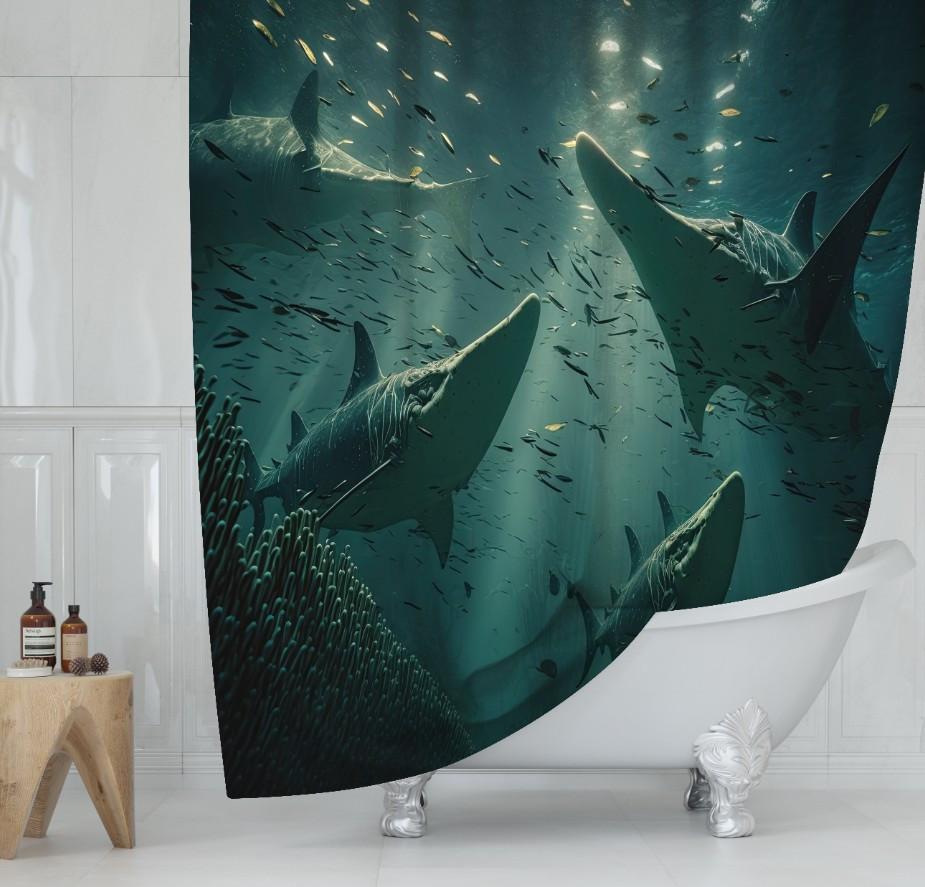 Штора для ванной с 3D принтом экзотические морские рыбы_62 - фото 1