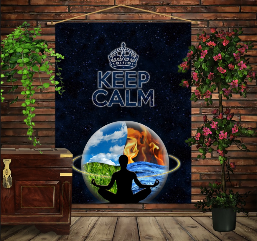 Мобільна картина-постер на тканині з 3D з принтом Кіп Келм/Keep Calm
