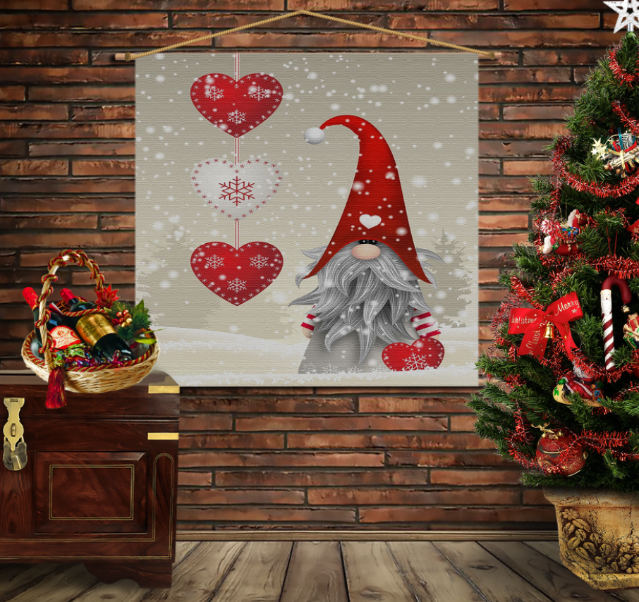 Мобільна картина-постер на тканині з 3D з принтом Різдвяний Гном