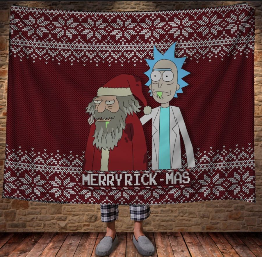 Плед с 3D принтом на тему-плед Рик и Морт Рождество
