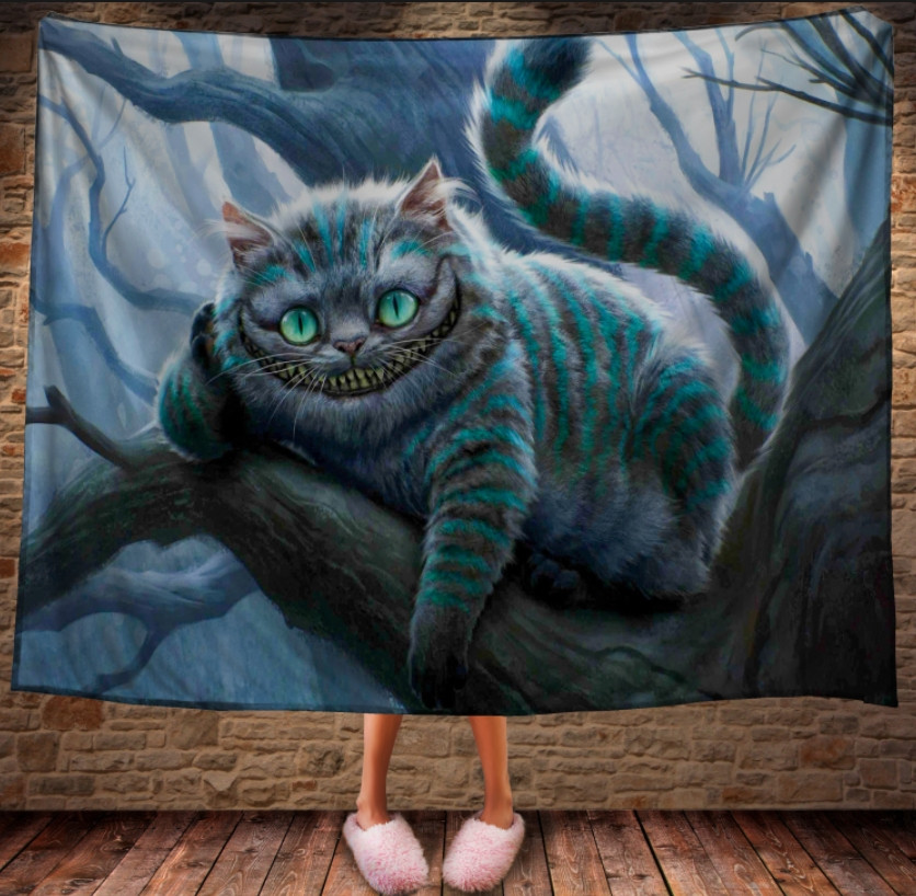 Плед с 3D принтом-Чеширский Кот на дереве