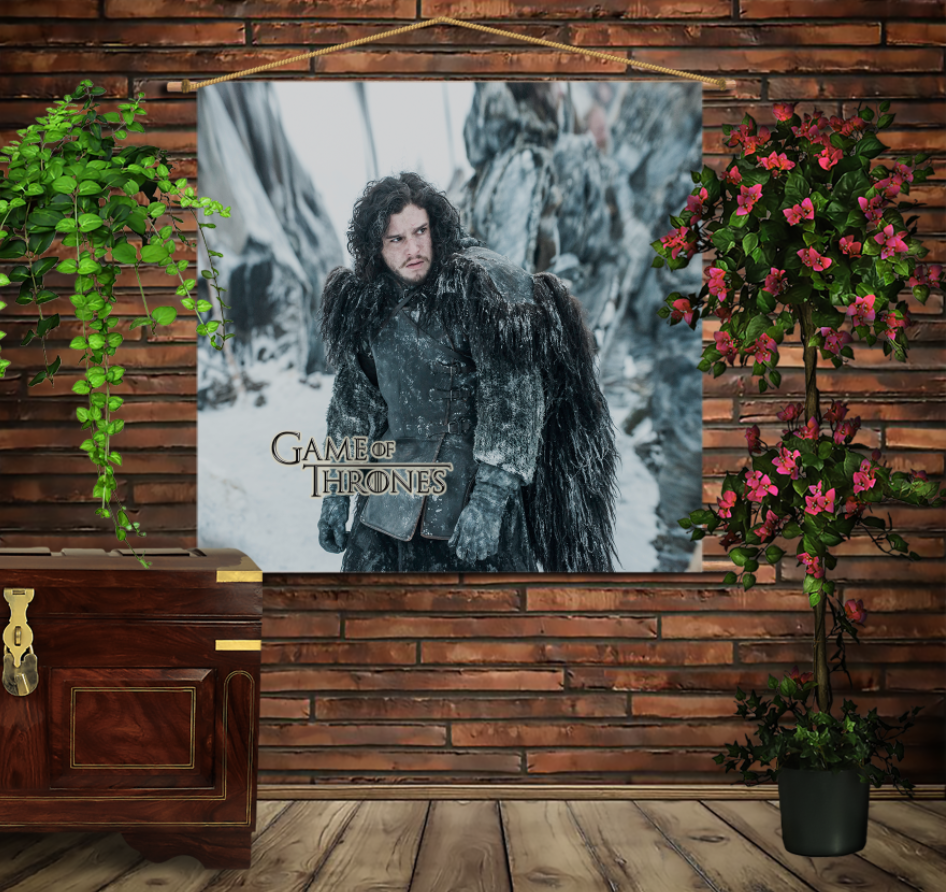 Мобильная картина-постер (гобелен) на ткани с 3D с принтом Game of Thrones Jon Snow