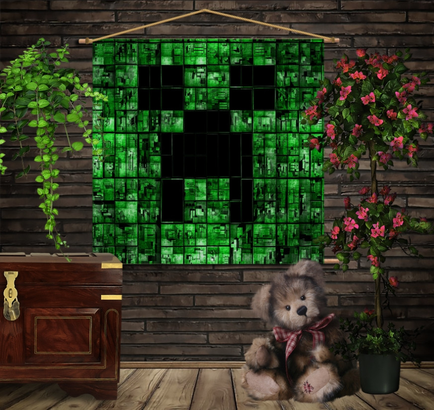 Мобильная картина-постер (гобелен) на ткани с 3D с принтом Minecraft My Life