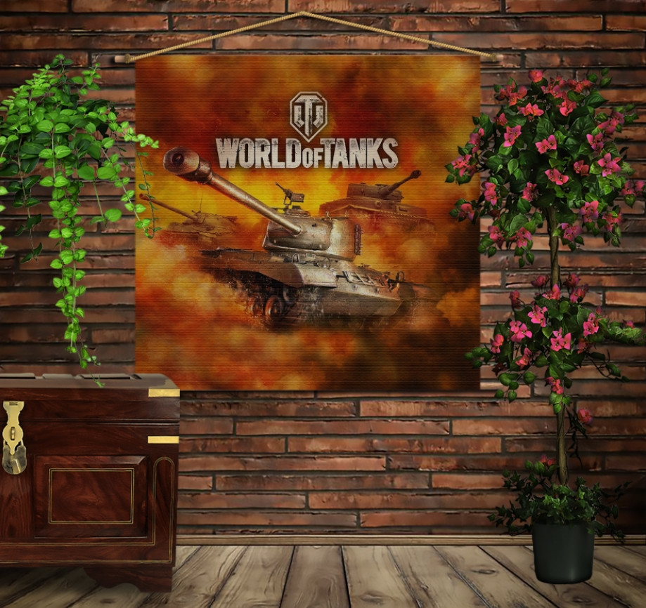 Мобильная картина-постер (гобелен) на ткани с 3D с принтом Tanks Fayker