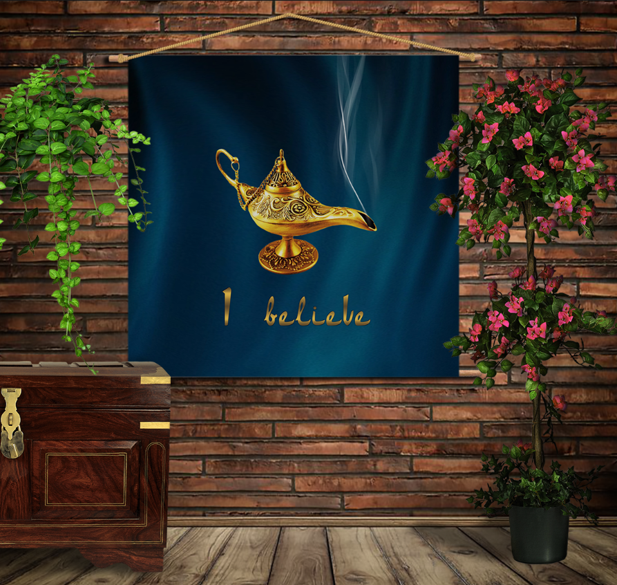 Мобильная картина-постер (гобелен) на ткани с 3D с принтом Волшебная Лампа Алладина