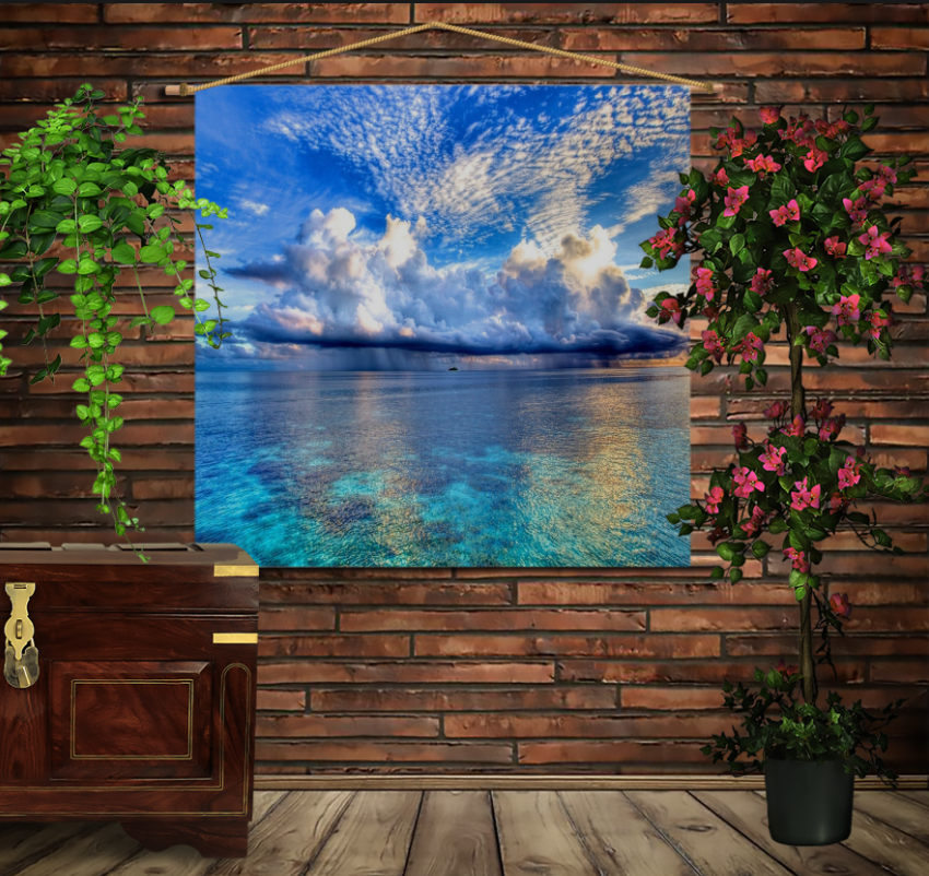 Мобильная картина-постер (гобелен) на ткани с 3D с принтом Пейзаж