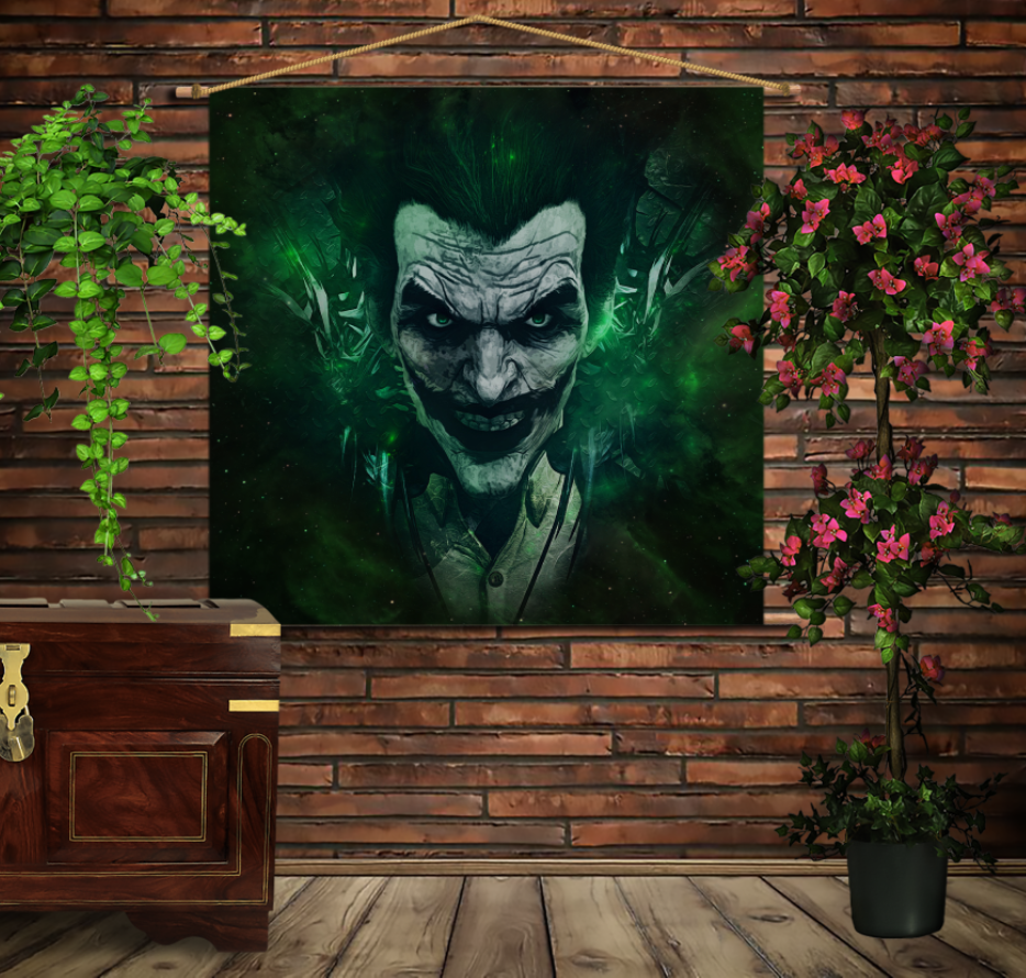 Мобильная картина-постер (гобелен) на ткани с 3D с принтом Зеленый Джокер