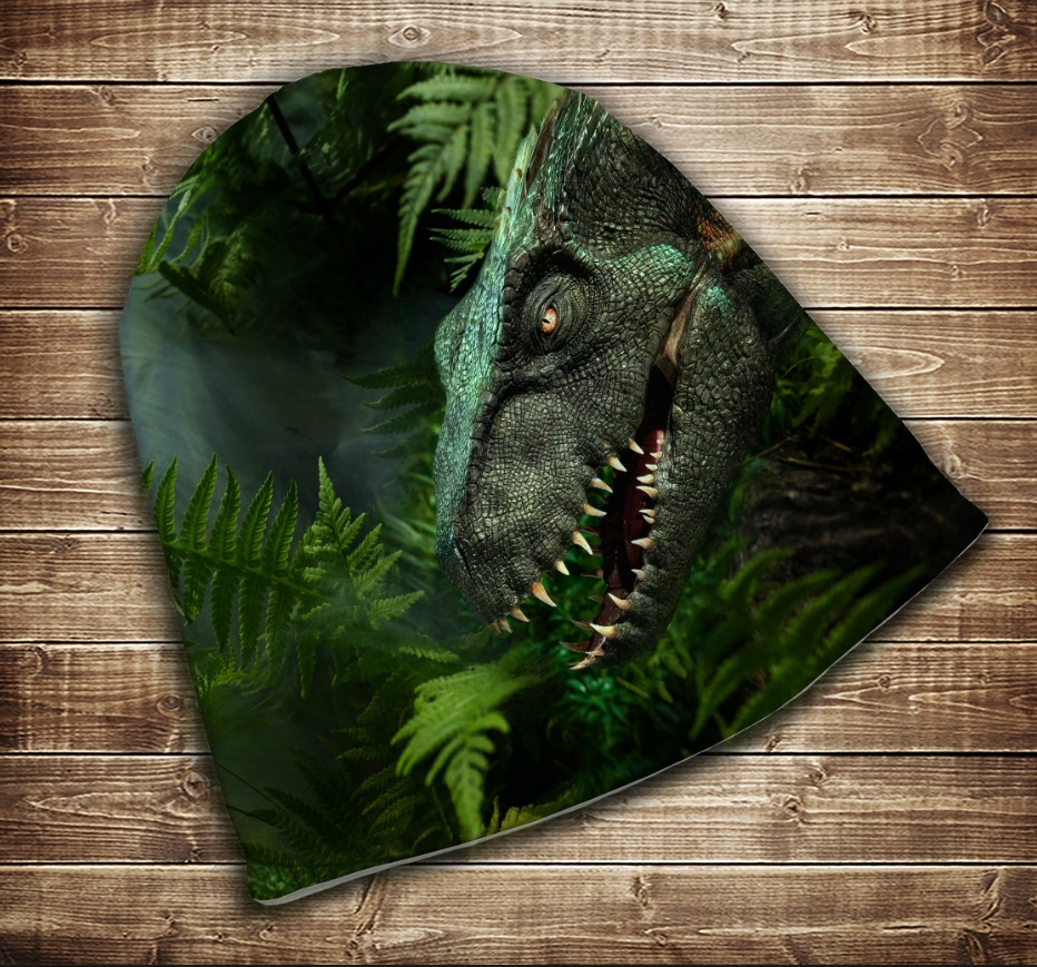 Шапка с 3D принтом-Динозавр в джунглях Все размеры
