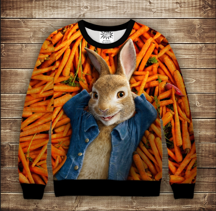 Свитшот 3D Кролик Петрик Морковный рай